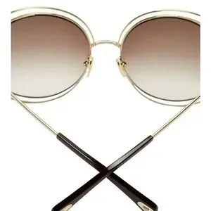 Chloe CH0045S Gold/Brown Gradient Oversized Round Sunglasses Chloe Metal Oversized Round Sunglasses CH0045S Gold 1735830  main image 4